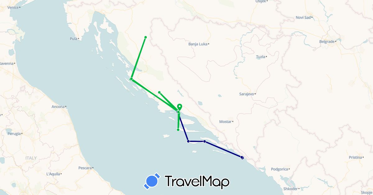 TravelMap itinerary: driving, bus in Croatia (Europe)